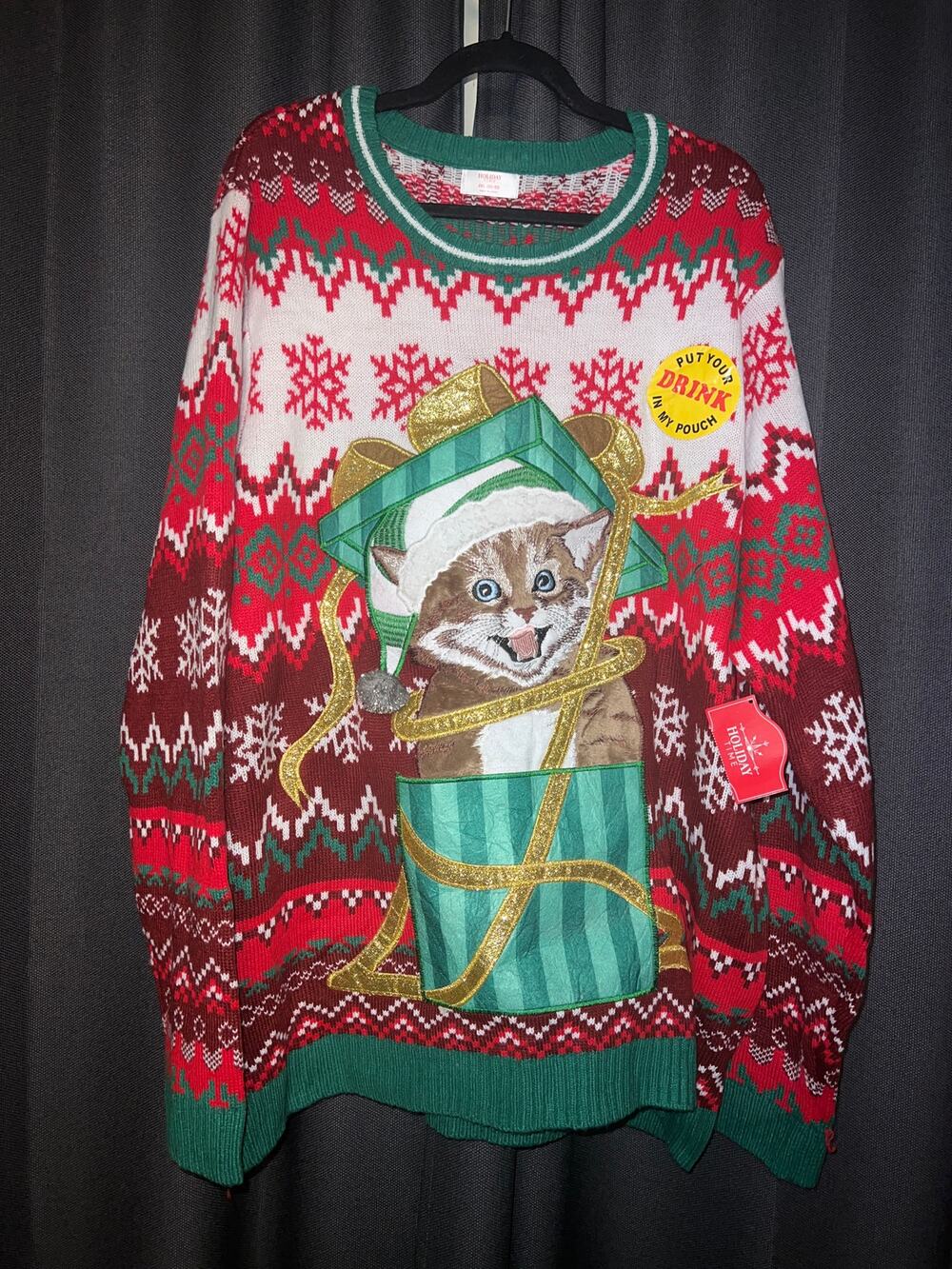 Ugly Christmas Sweater Xmas Size 2XL Cat NWT